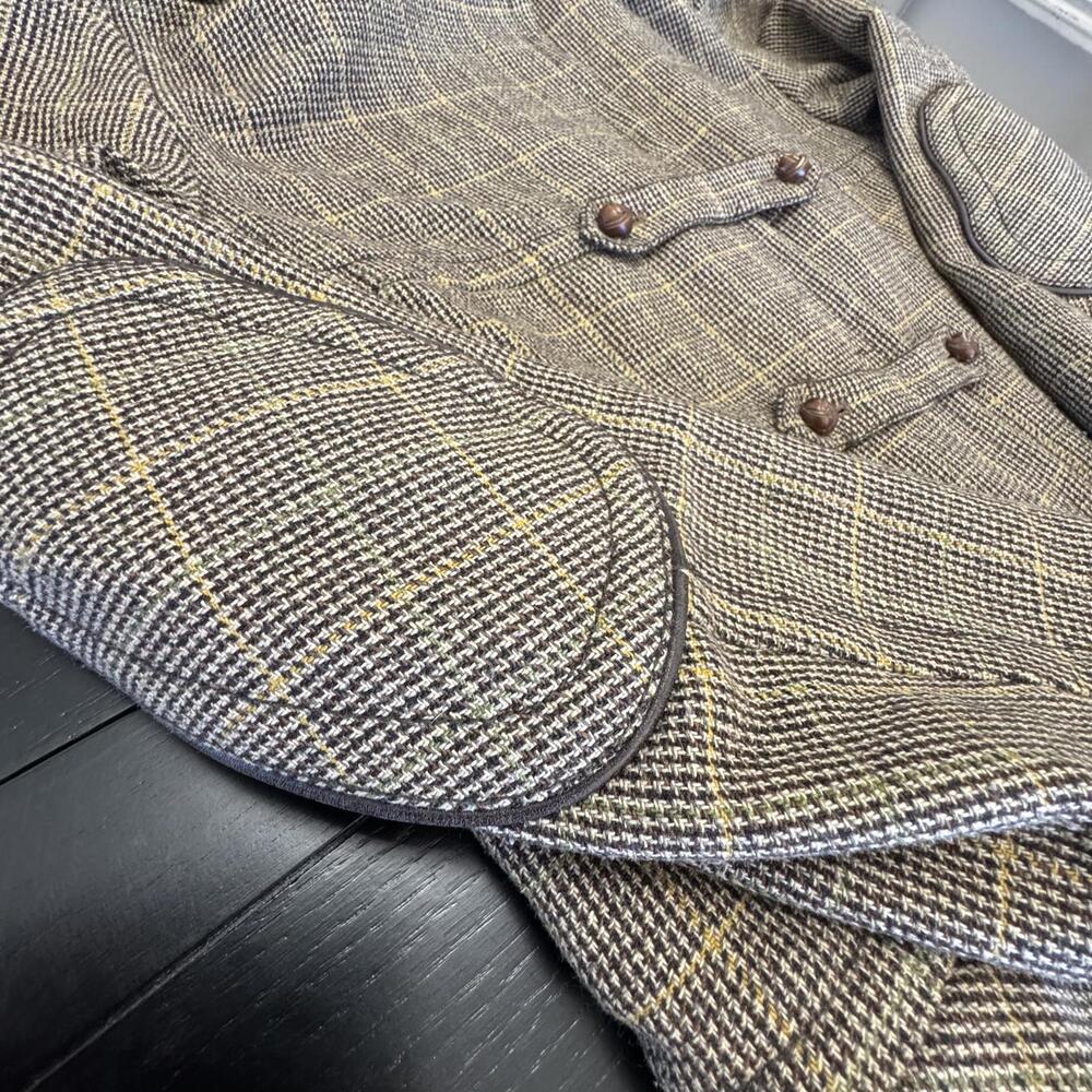 Vtg Faconnable Stylish Plaid European Style Coat Old Money Academia - Picture 2 of 8